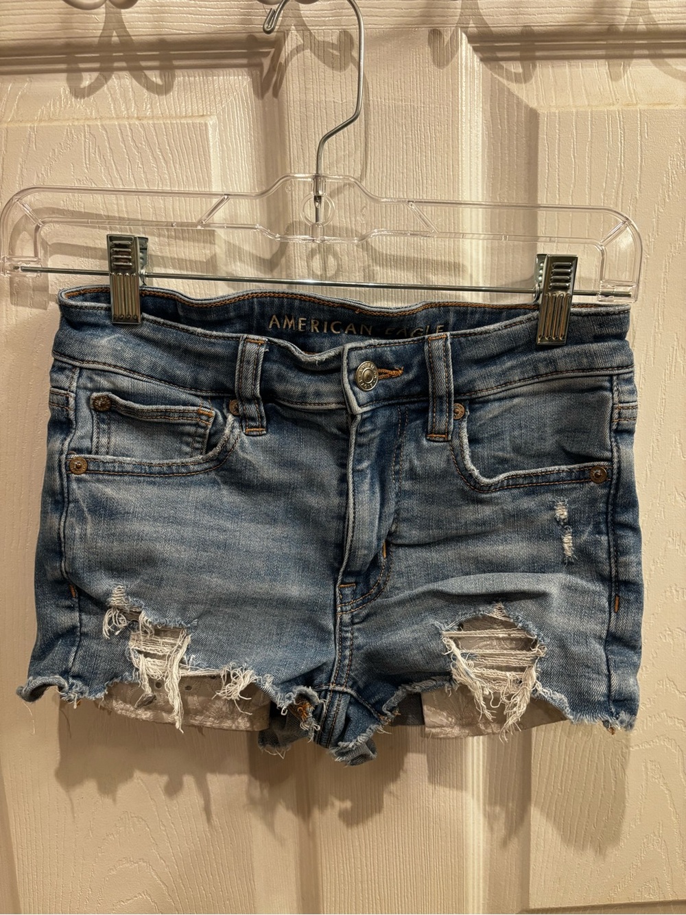 American Eagle denim shorts with eyelet pockets
